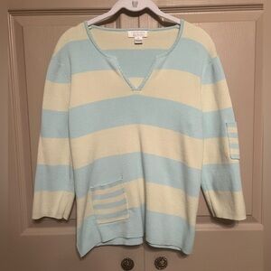 Christopher & Banks V-Neck Sweater - Light Blue and Yellow